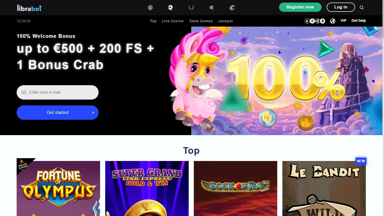 Librabet Casino desktop games screen