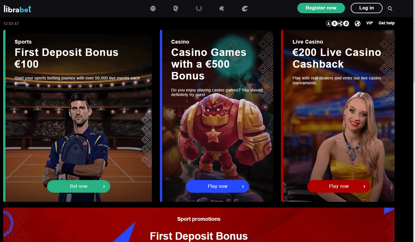 Librabet Casino desktop home screen