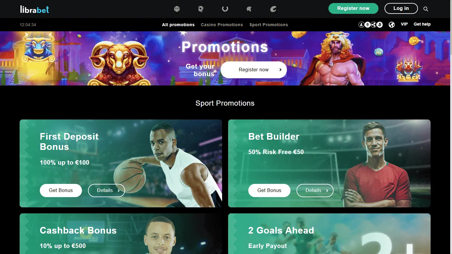 Librabet Casino desktop promotions screen